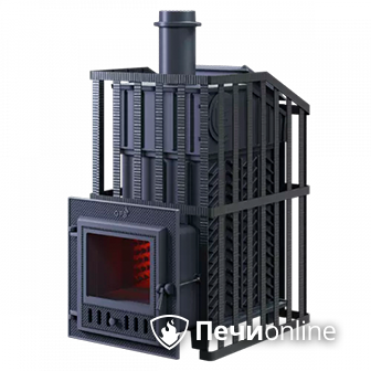 Дровяная банная печь Гефест ЗК Ураган-30 (М) дверца со стеклом сетка-каменка в Казани